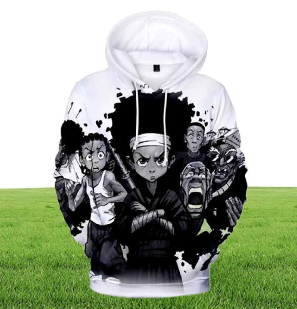 Men039s Шоутоистки Boondocks 3D Длинный рукав толстовки Men39s Женщины Harajuku Streetwear Негабаритная детская куртка Clothe7913243