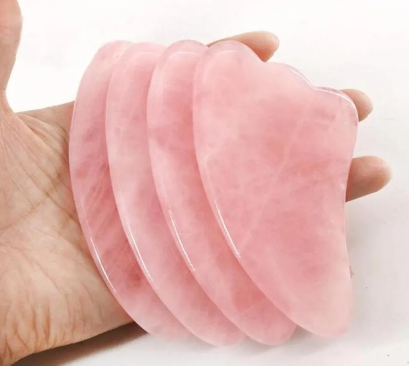 Quartz rose de qualité rose jade guasha carreau de pierre naturelle chinois gua sha pad4233068