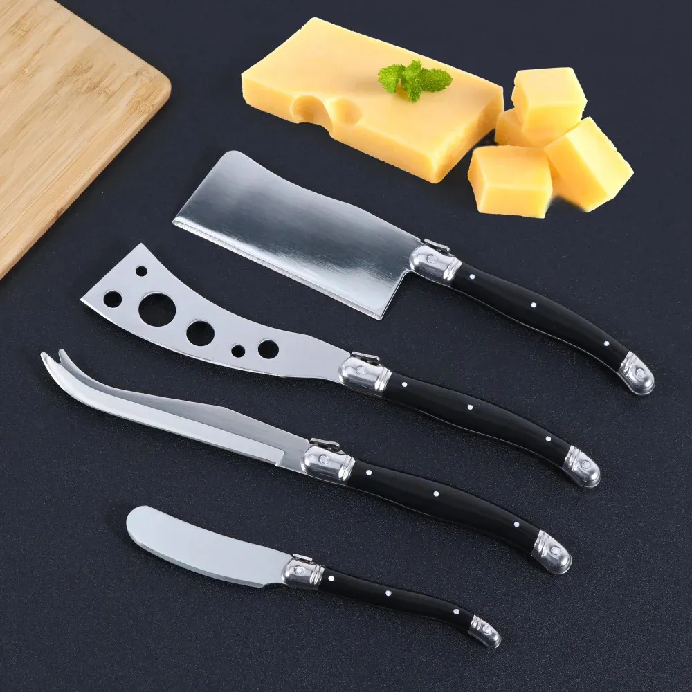 Coltelli da formaggio laguiole jaswehome set di burro allargatura nera ABS 2cr14ss taglio a lancia pizza coltello a prupo di formaggio intelligente utensili 240407