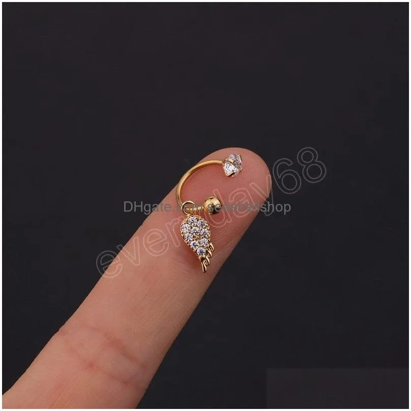 Orecchini in cristallo a borchie Tragus Cartilagine elica in acciaio inossidabile Flower Star Cilp Earring for Women Ear Piercing Fashion Jewelry Drop Drop Dhtmo Dhtmo