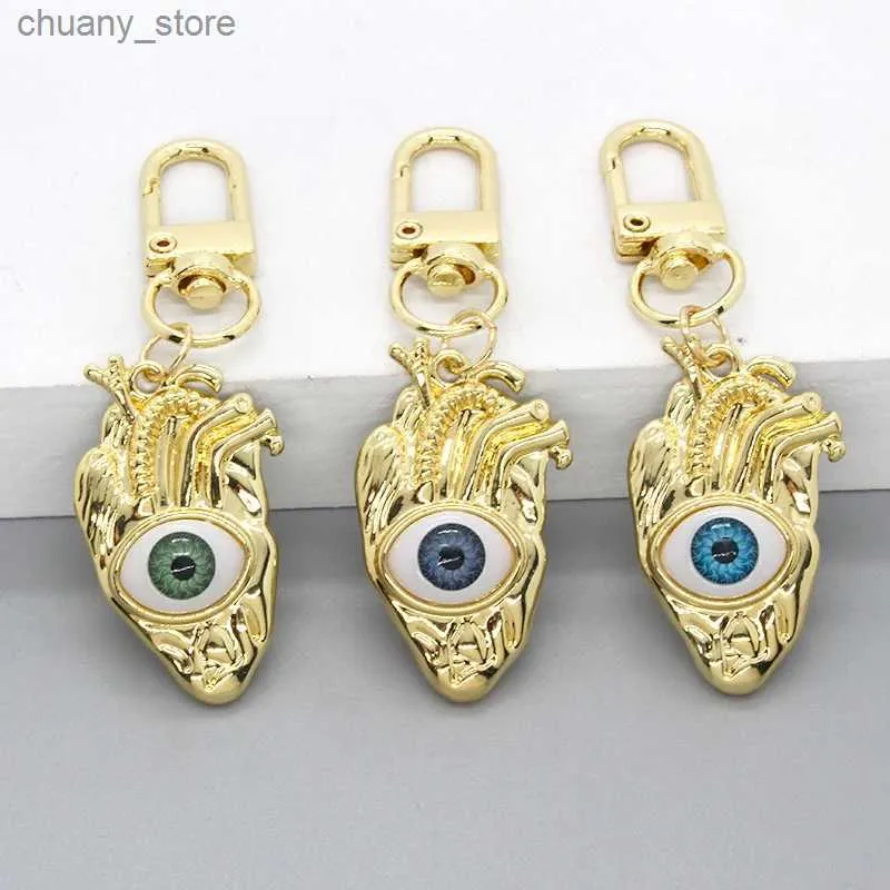 Keychains Lanyards 1pcs Heart Evil Eye Couple Keychain for Friend Lovers Unique Creative Turkish Lucky Blue Eye Bag Car AirPods Box Accessoires clés Y240417
