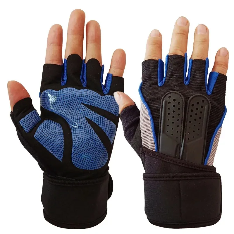 Workout Gym Gloves Weightlifting Fingerless Gloves Mens Womens Padded Non-Slip Palm Protection Wrist Covers