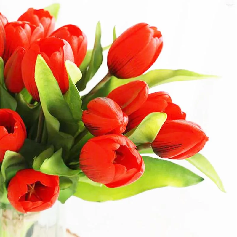 Decorative Flowers 1 Bouquet Simulated Tulips With 7 Fake Tulip For Wedding Decor PU PVC Artificial Flower Multiple Styles