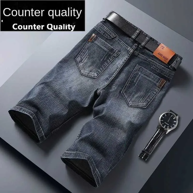 8Q7K Herren Jeans Männer Denim Kurzes dünnes Casual Cool Cool Design Sommerhosen Elastizität Slim täglich hochwertige Hosen D240417