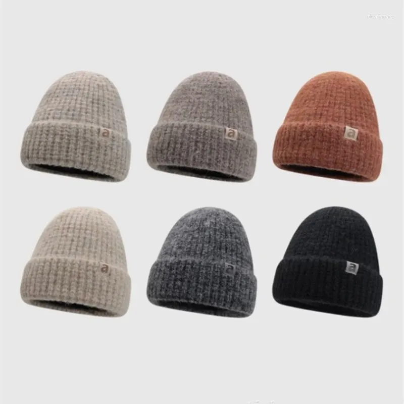 Berets Japanese Style Soft And Waxy Wool Cap Autumn Winter Men Women Warm A Label Knitted Beanies Ear Protector Pullover Cold Hat