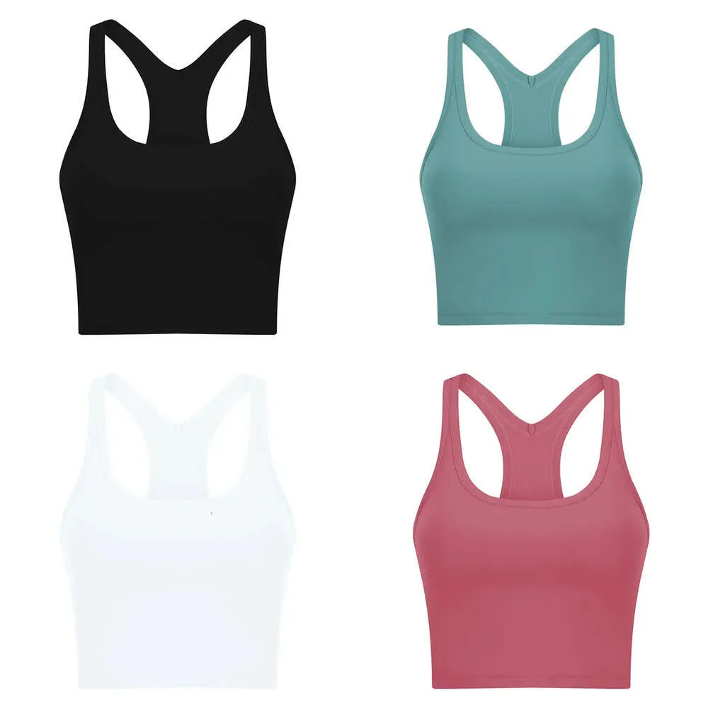 Racerback l_2081 yoga üstleri kırpılmış kadın tank üstü şok geçirmez spor sütyen