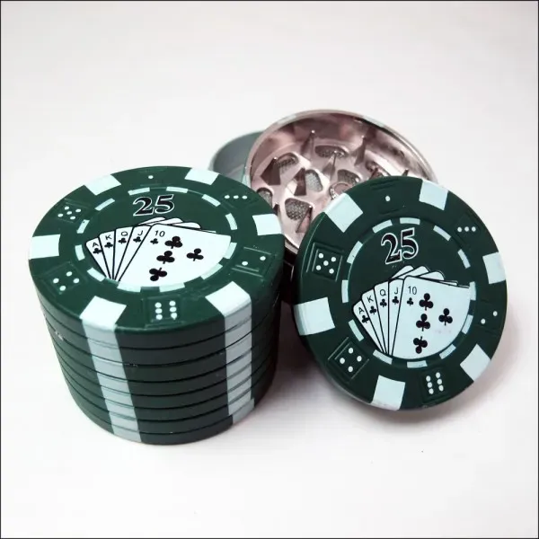 Zinc Alloy Poker Chip Herb Grinder 1.75