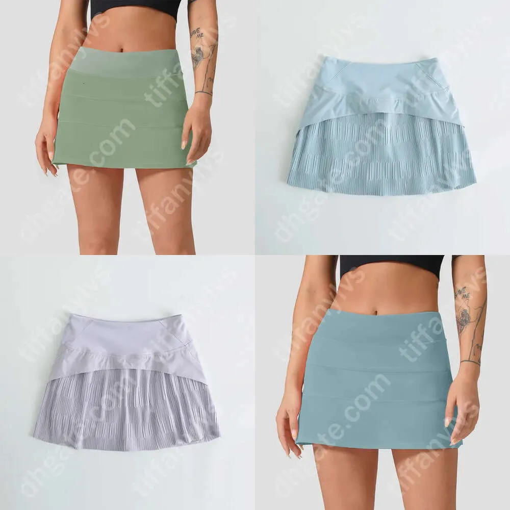 L-07 Pleated Tennis Skirt Lemens Women Gym Clothes Sports Shorts Female Running Fiess Dance Yog Underwear Beach Biker Golf Skirts High Quality s