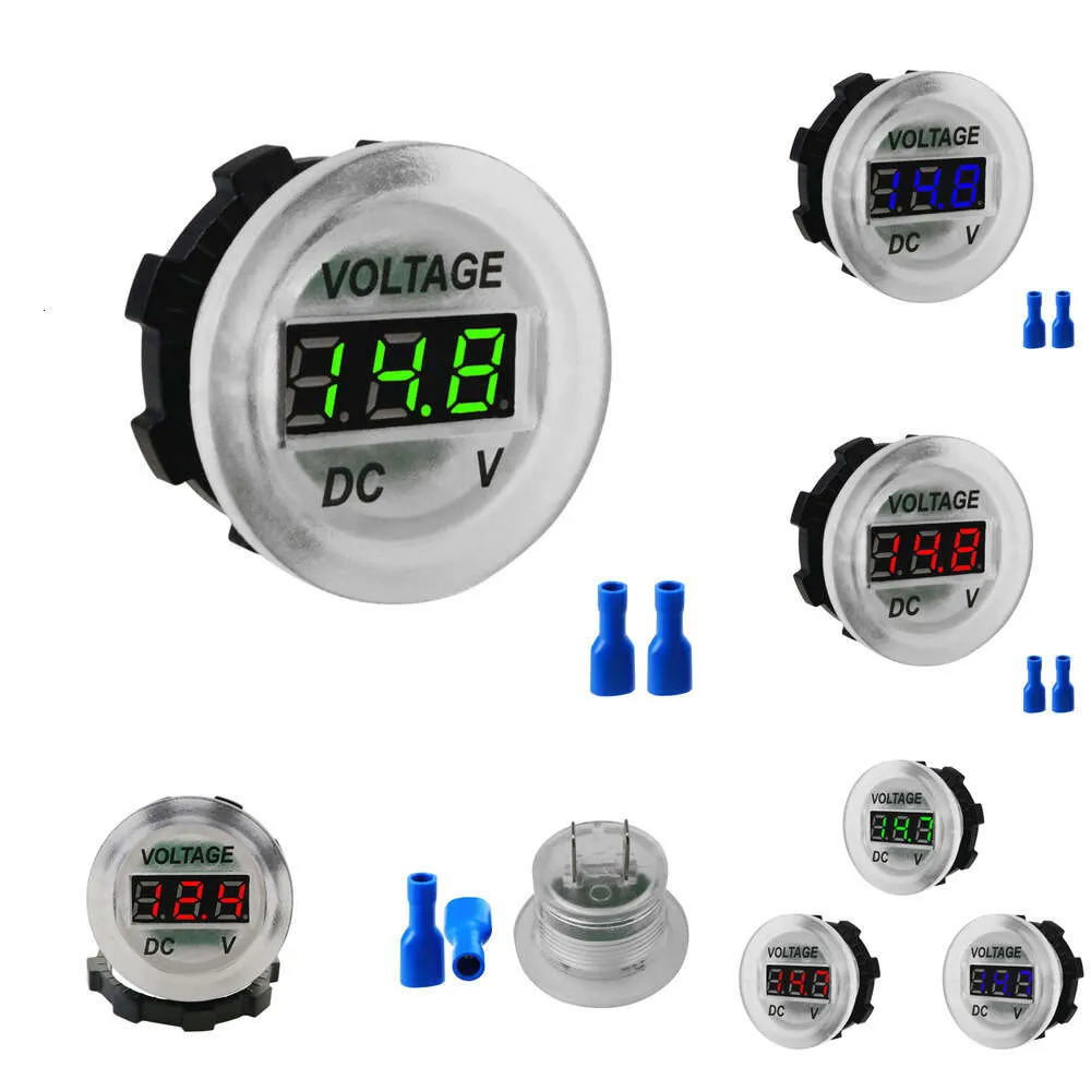 New Car Mini Round Waterproof DC 6-35V Voltage Meter LED Panel Digital Tester Display Voltmeter