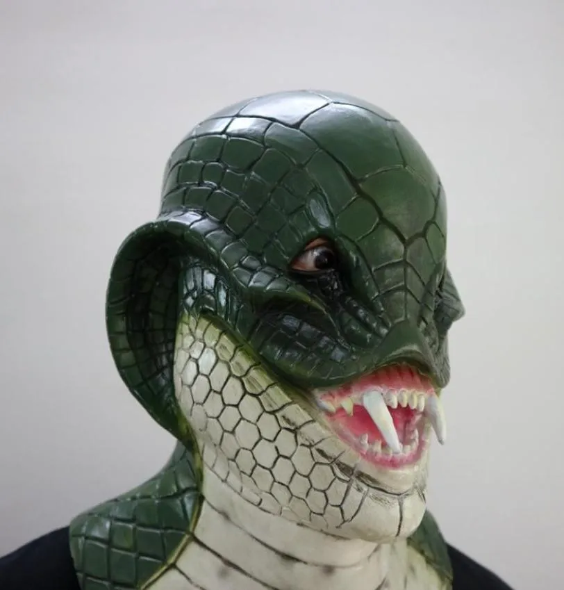 2017 Nouvelle arrivée Masques animaux à tête complète adultes réalistes Masque en caoutchouc en caoutchouc de snake réaliste Masque pour Halloween Costu4587127