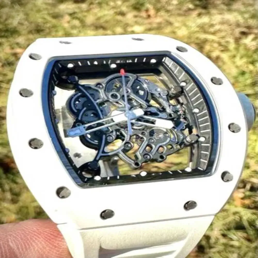 Watch Designer Swiss Automatic Watch Skeleton White Ceramic RM055 Bon état