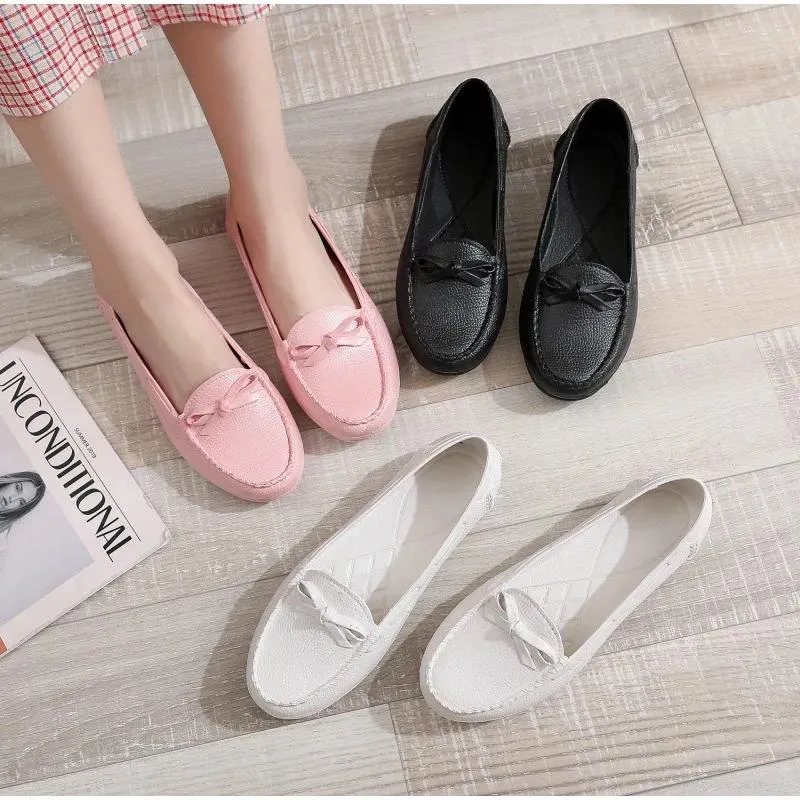 Casual Shoes Spring Bean Women's Flat Bottom Little White Shallow Mouth Single Pregnant Shoe