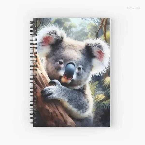 Cartoon Koala Spiral Notebook 120 Páginas Alunos Nota Livros para Notas de Reino