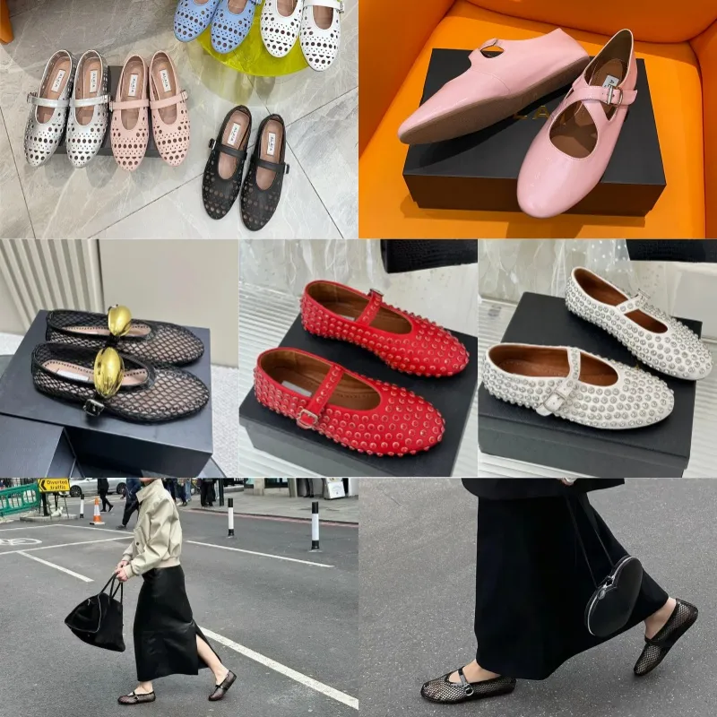 2024 With Box Dress Shoes Designer Sandal ballet slipper slider flat dancing Womens Rhinestone Boat formal Luxury leathers riveted buckle GAI 35-40 free shipping