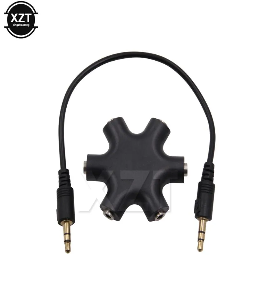 35 Jack 35mm 6 yollu Çoklu Port Hub 35 AUX Ayrıştırıcı Adaptör Ses Kablo Adaptör Dönüştürücü Telefon Kulaklık MP3 Accessory2652193