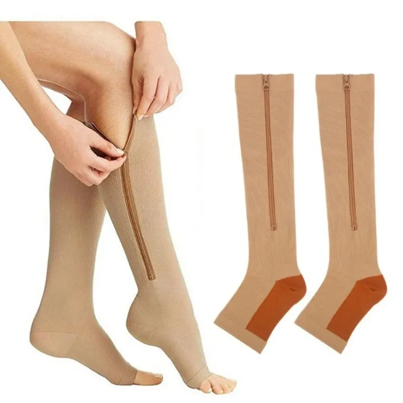 Calzini per compressione per uomini medici calze cicliche da donna calze sportive con cerniera per le gambe professionale addensante plus size all'ingrosso