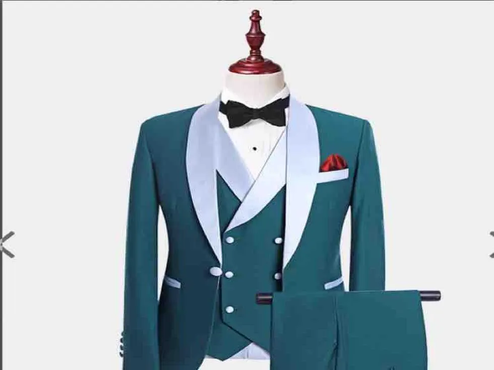 High Quality Mens Tuxedo Suits Handsome Mens Complete Designer TuxedoBridegroom Sets Bussiness Men Suits jacketPantVestBow1538323