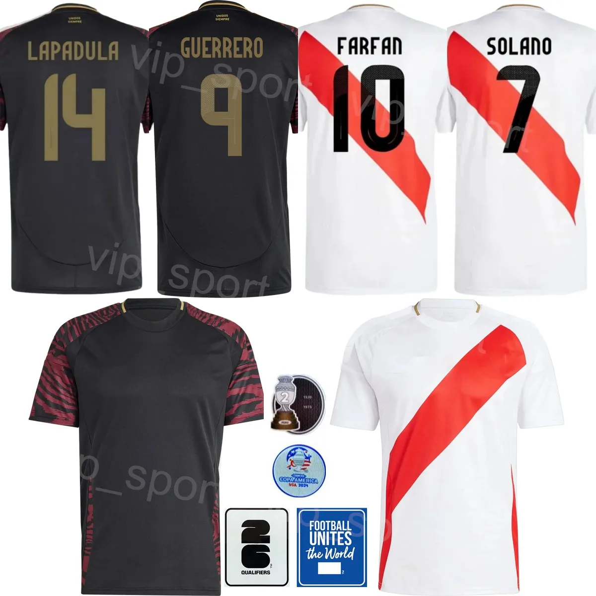 Peru 24 25 Copa America 10 Pena Soccer Jersey Narodowa drużyna 8 Quispe 23 Grimaldo 16 Cartagena 17 Advincula 14 Lapadula 15 Castillo 9 Kitki piłkarskie Guerrero Męskie