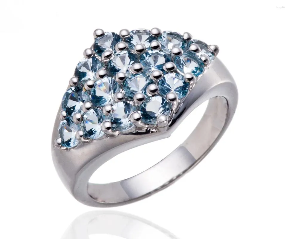 Clusterringe Aquamarin -Rhodium über Sterlingsilberring 1.6CTW