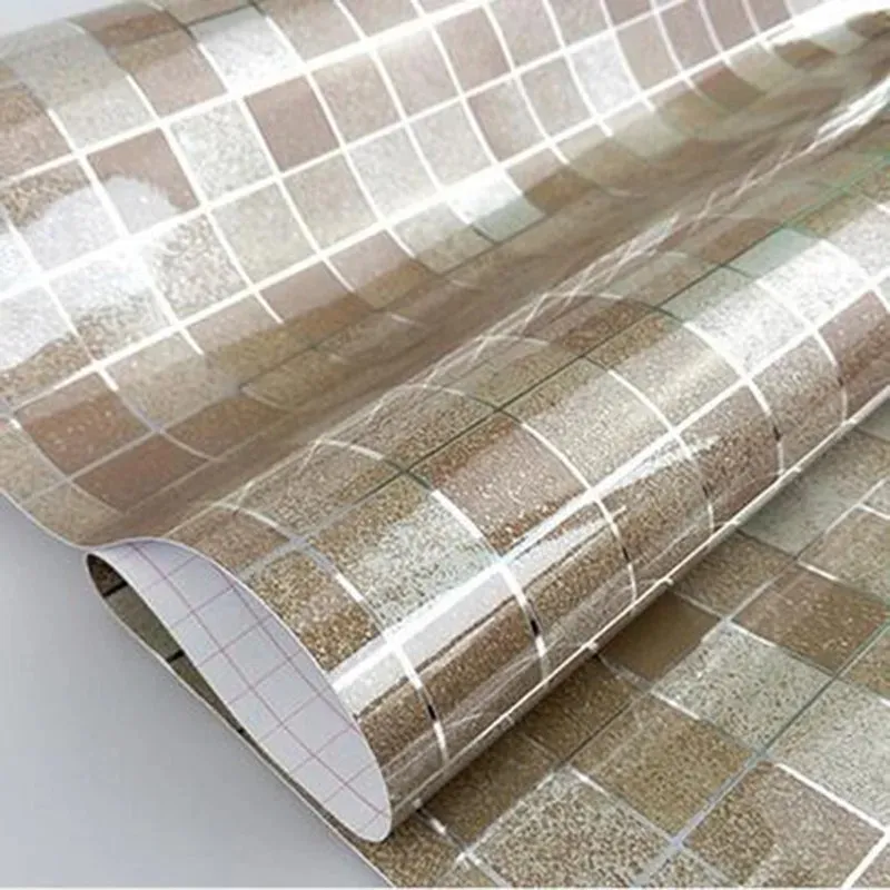 Mozaïek 5 kleuren aluminium folie zelf steege anti-oliebehang voor keuken hoge temperatuur resistent 45x200 cm lijmdecoratie