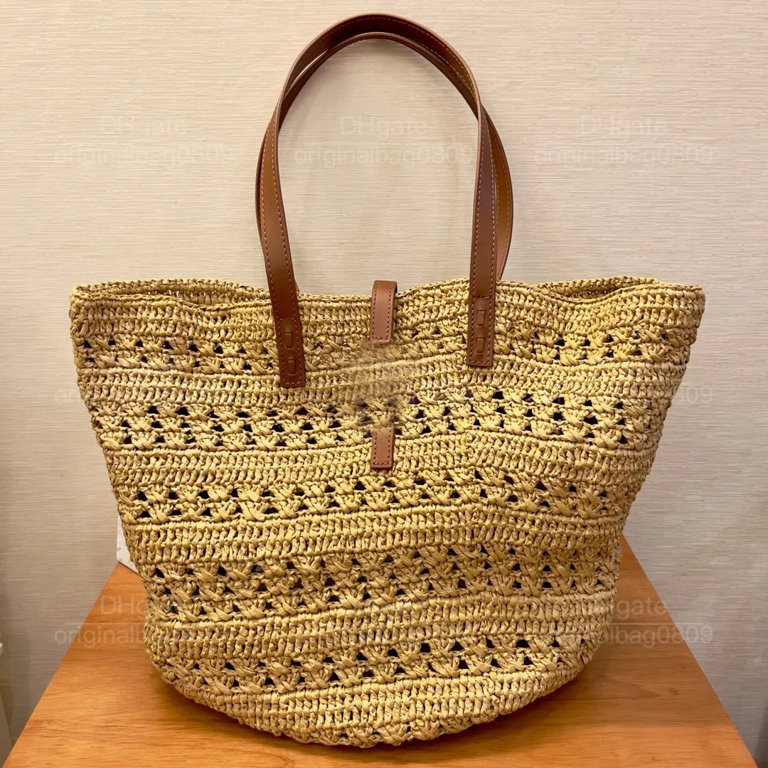 12a Top Kwaliteit Designer TOTE BAGS Large capaciteit Strawtassen Beach Classic Holiday Design Woven's Tassen enkele schouder draagbare casual dameszakken met een voortreffelijke doos.