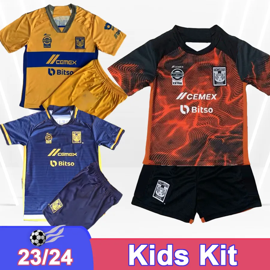 23 24 Tigres de la uanl Kit Kit Soccer Jerseys Nico Cordova Aquino L. Quinones Fulgencio Gignac Home Away Away