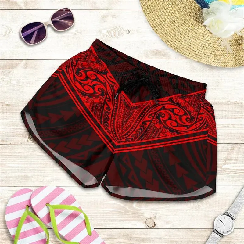 Men's Shorts Red Polynesian Tribal Women's Hawaii Beach Girls Multi-style Swim Gym Ice Floral Board Short Pant Trunks