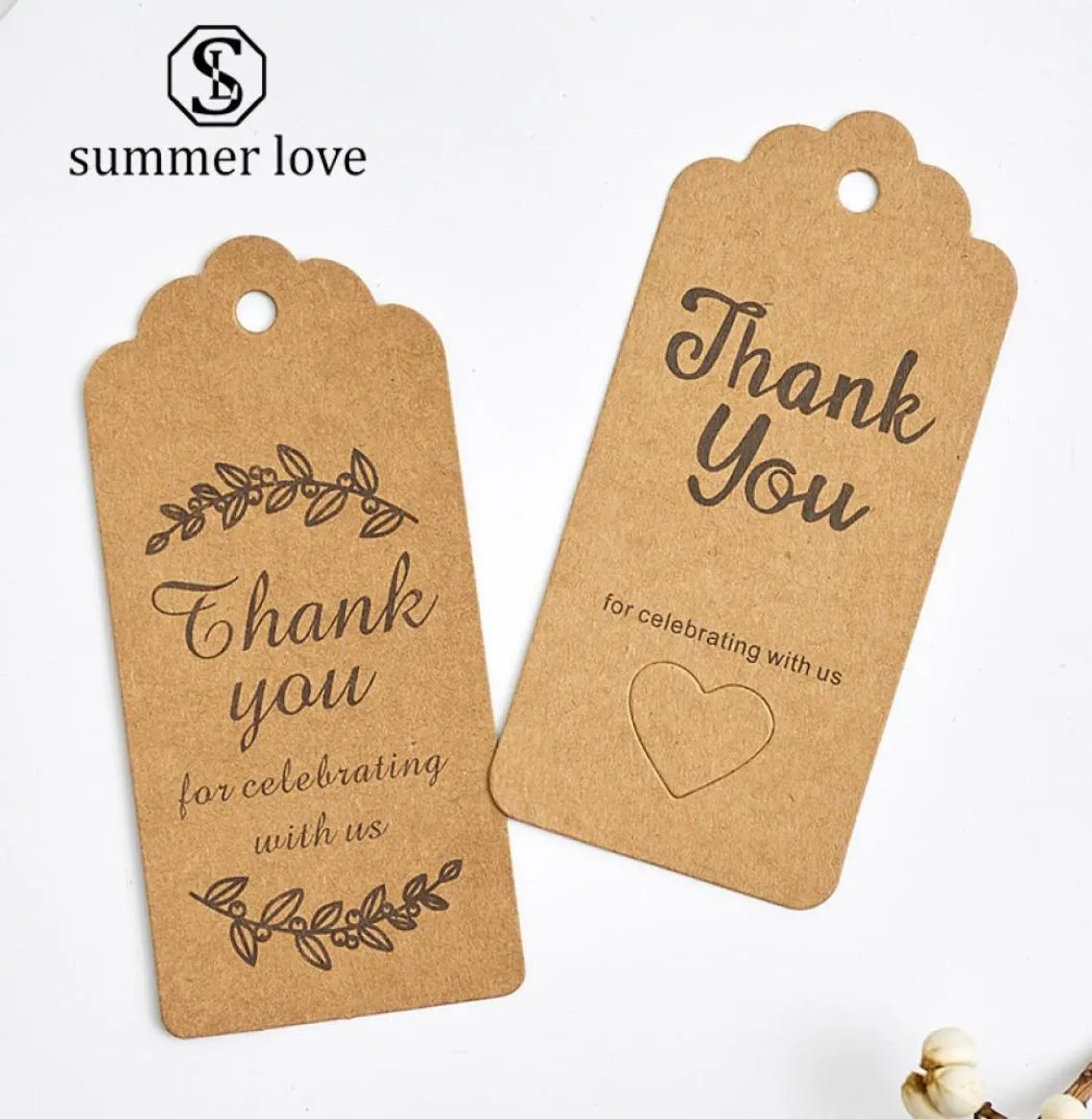 100 Pcs Lot Thank You Kraft Paper Cards Pretty Design Printing Fower Necklace Earring Hairpin Brooch Handmade Jewelry Packaging6752756