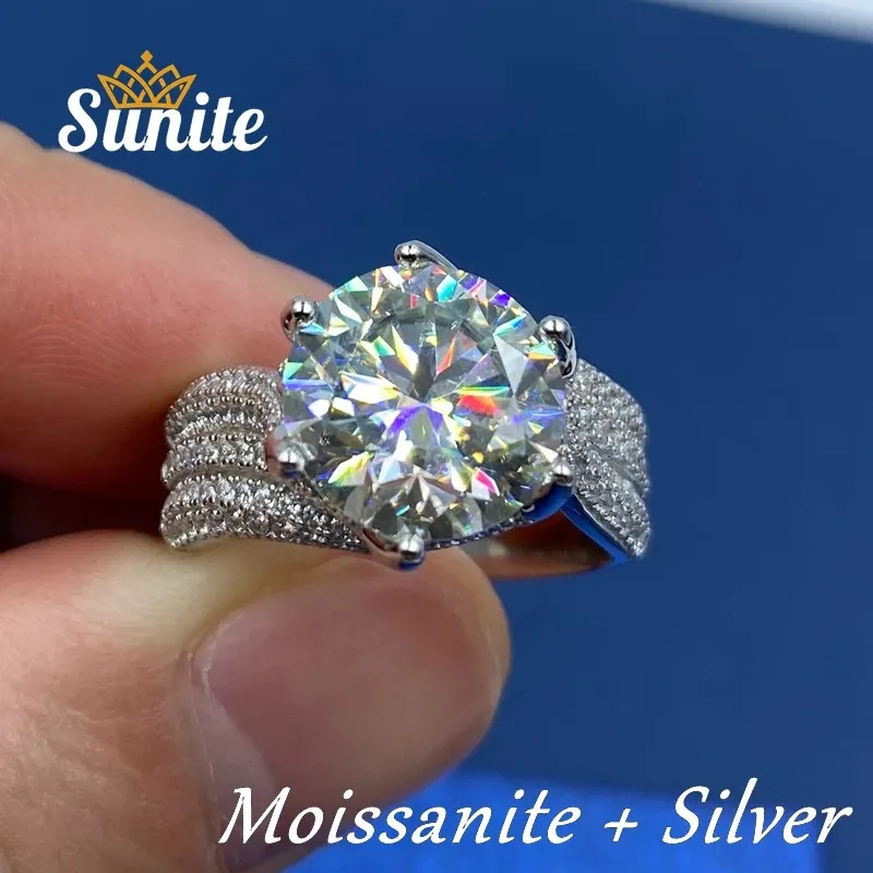 Sunite 50ct 30ct anello di diamanti rosso blu per donna fidanzamento regalo maschile s925 argento rubino sapphire smeraldo 240417