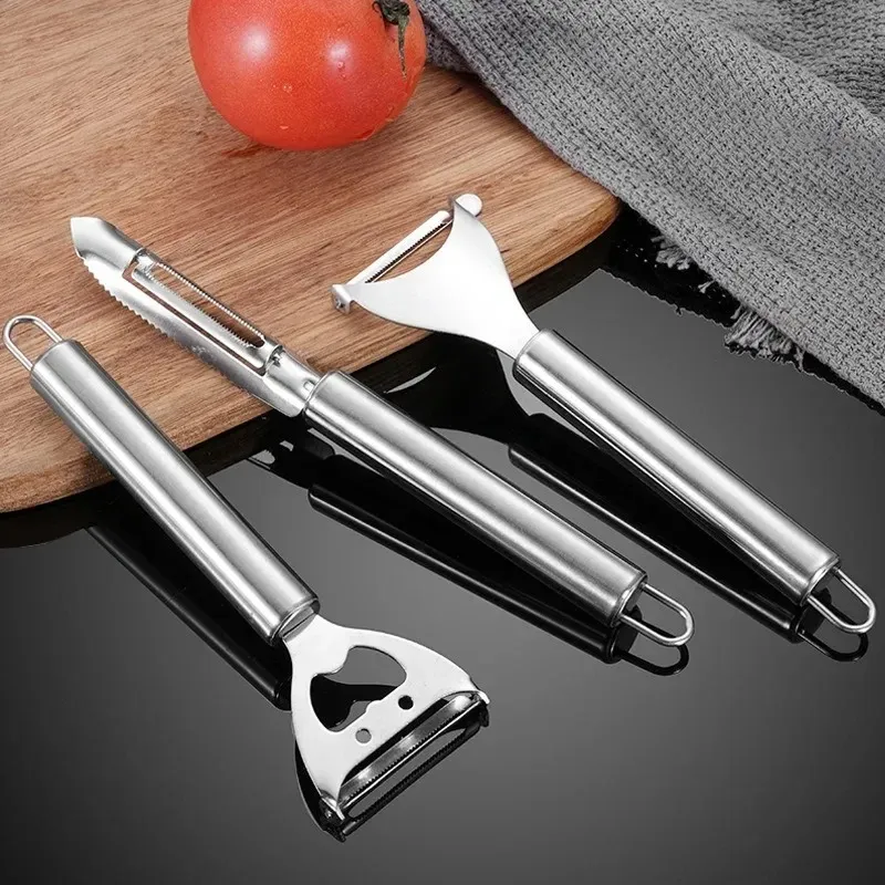 New Household Fruit Stainless Steel Peeling Knife Kitchenware Set of 3-piece 2-in-1 Multifunctional Peeling Tool