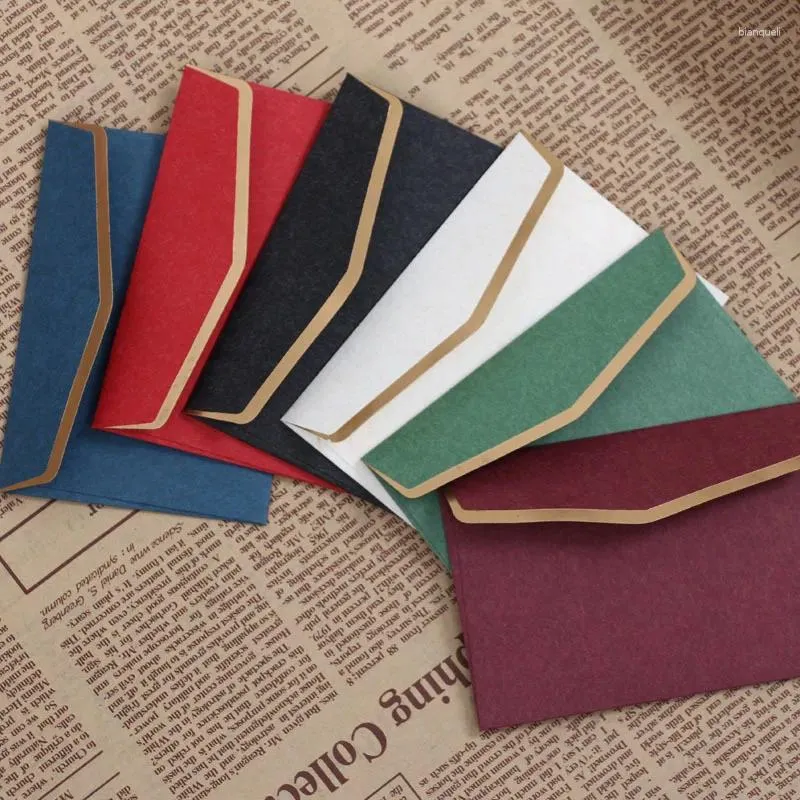 Gift Wrap 50pcs Envelopes 10x7cm Small Business Supplies 200g Paper Kraft Postcard Message Gifts Packaging Invitation Wedding Stationery