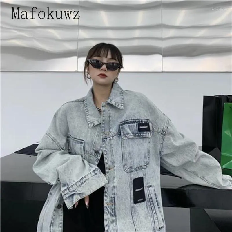 Jackets femininos American retro angustiado casal de jeans solto casual high street workwearwear women tops sobretudo roupas femininas roupas