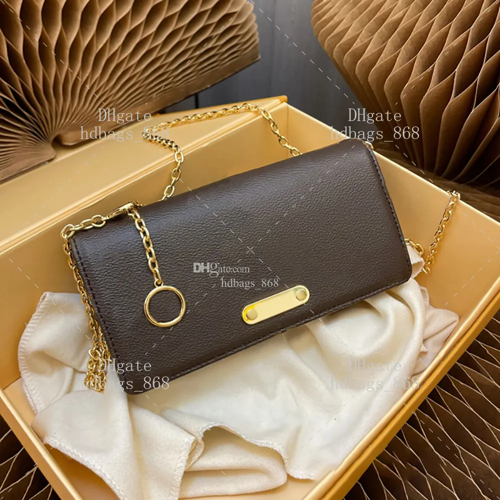 Luxury Genuine Leather Wallet on Chain Crossbody Handbag for Women Designer Fashion Bag 2024
