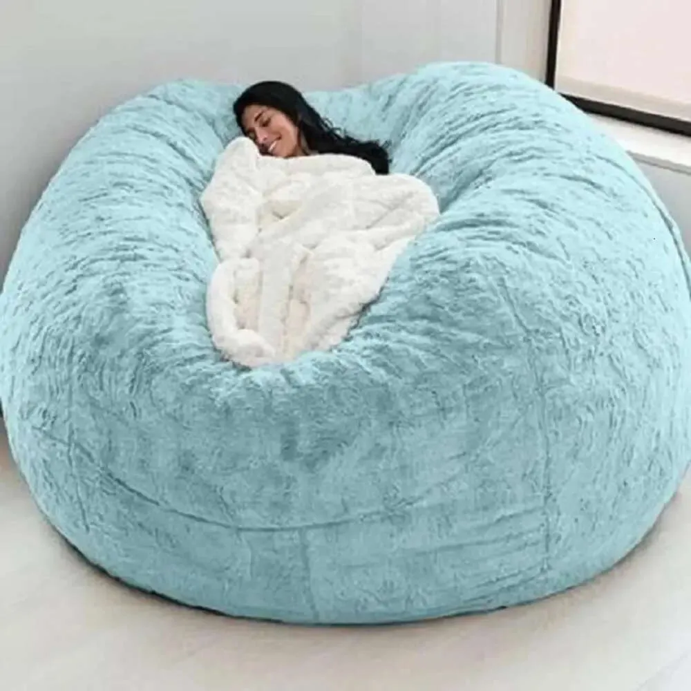 Filler Soft Giant Sofa No Cover Washable Fabric Fluffy Fur Bean Bag Bed Recliner Cushion Home Decor 240115