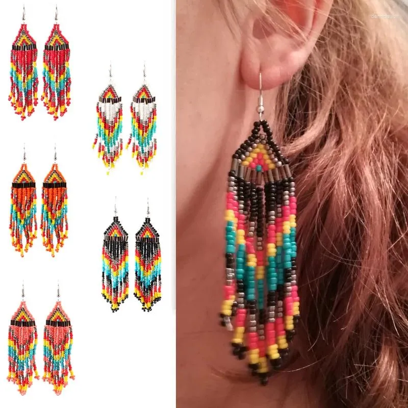 Dangle Earrings Koreaanse Multicolor Kralen Oorbellen Sieraden Accessoires Fashion Lange Kwast Voor Vrouwen Meisjes