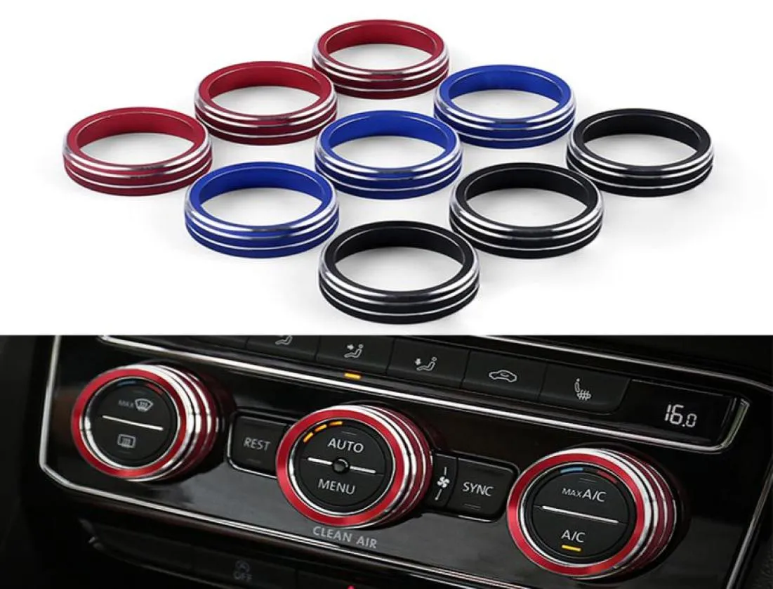 3pcsset araba klima düğmesi dekoratif kapak halkası VW Tiguan Atlas Troc ATECA5208642 için klima kontrol anahtarı düğmelerini ayarlayın