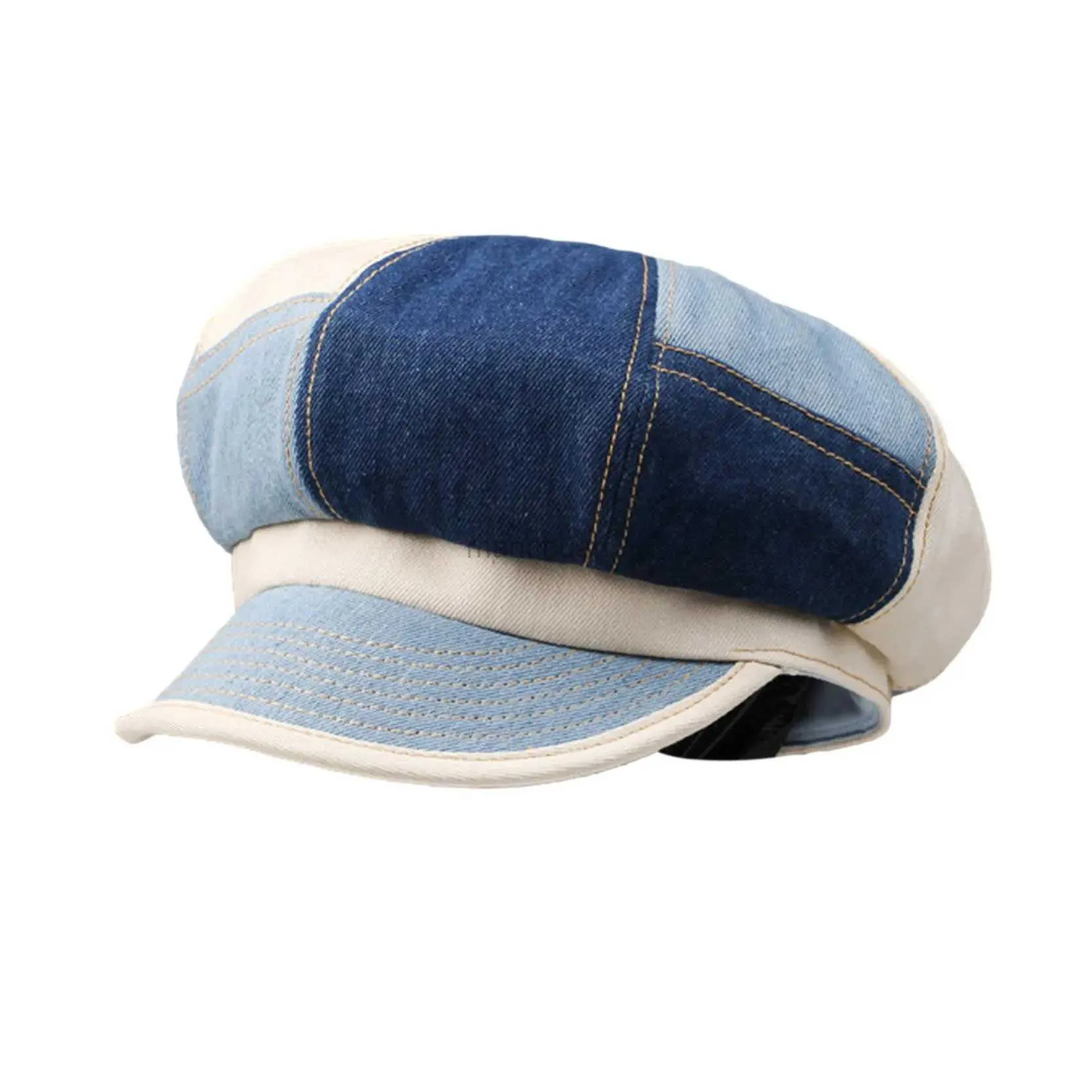 Berets IDOPY Waschen Denim Newsboy Cap 8 Panel Baker Boy Striped Travel Photography Flat Hat Cabbie Jean Maler Beret D24417