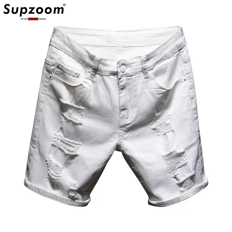 Supzoom 2024 Arrival Casual Zipper Fly Casual Solid Cotton Hole Elastic Thin Black Homme Summer Shorts Men 240417