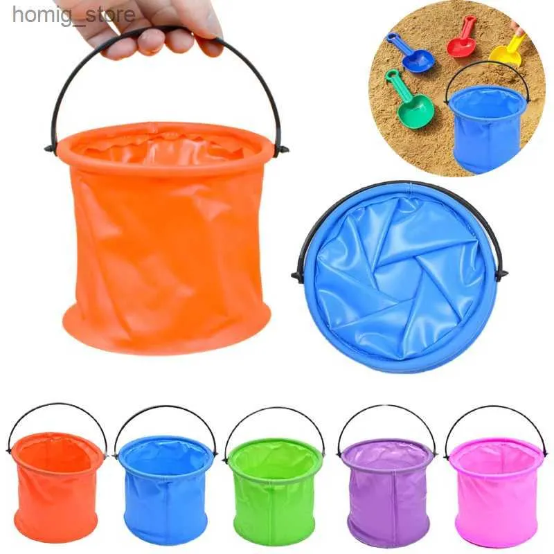Sand Play Water Fun 2 beach sand bucket toys foldable bucket garden tools outdoor swimming pool game tools childrens summer water toys birthday gifts Y240416