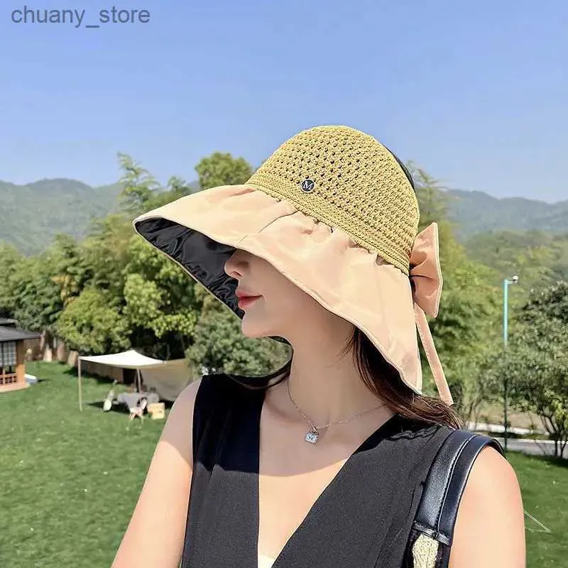 Visors 2022 CHAPE DE SOIR SUMBRE FEME FEMME SORNE PROTECTION UV BIG BRINC RECORT COVIRAGE CROVIAL HOLOW-OUT HAT SUN BEAT SORT Y240417