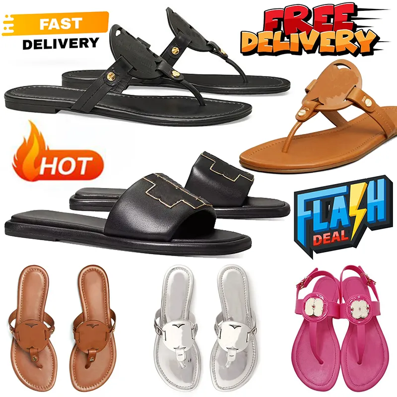 2024 Sandalen beroemde Designer Dames Slides Sliders Triple Black Brown Pink Slide Flip Flops Flop Sandal Dames buitenschoenen