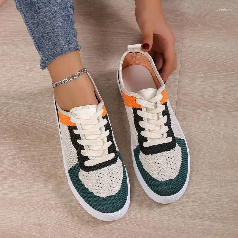 Casual Buty Panie Sneakers koronkowe kobiety wulkanize oddychające płaskie sport