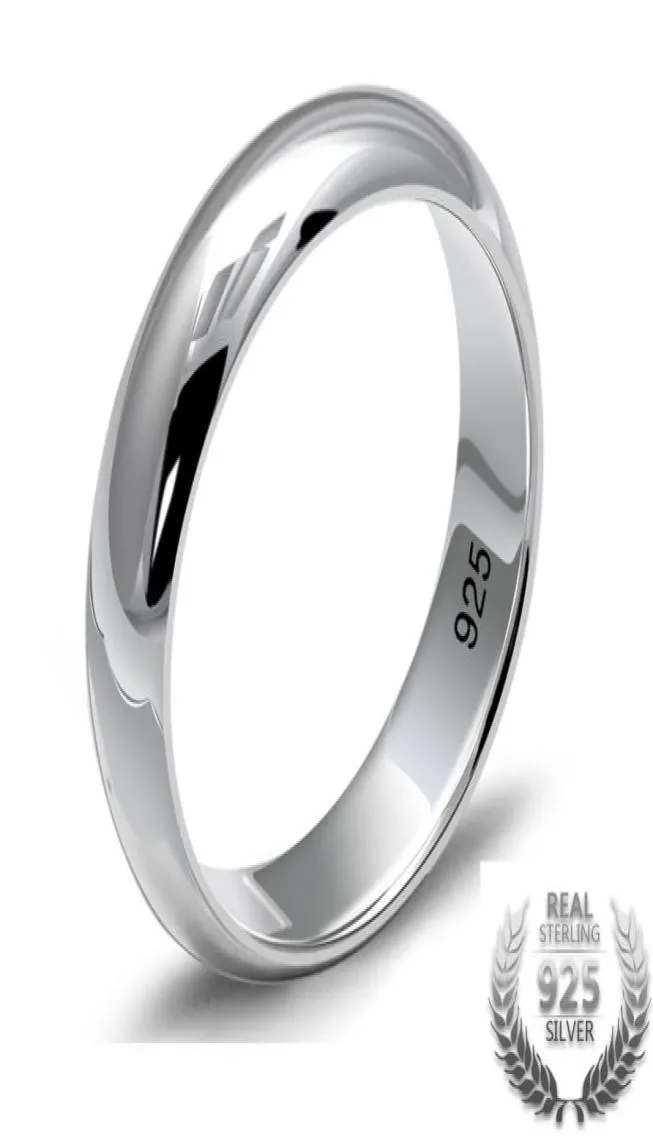 Riens de couple classique simple Solide 925 Silver Silver Glossy Love Ring pour les femmes et les hommes Bijoux de mariage6825543