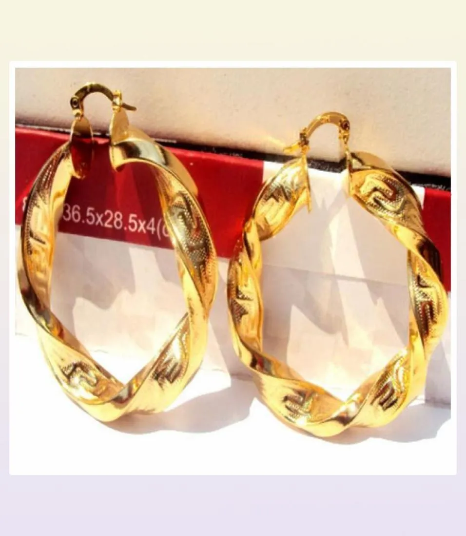 Riesige schwere Big Ed 14k gelb, echtes, massives Goldgefüllter Damen -Reifen Ohrringe liefern die erstklassigen Afters 7712195