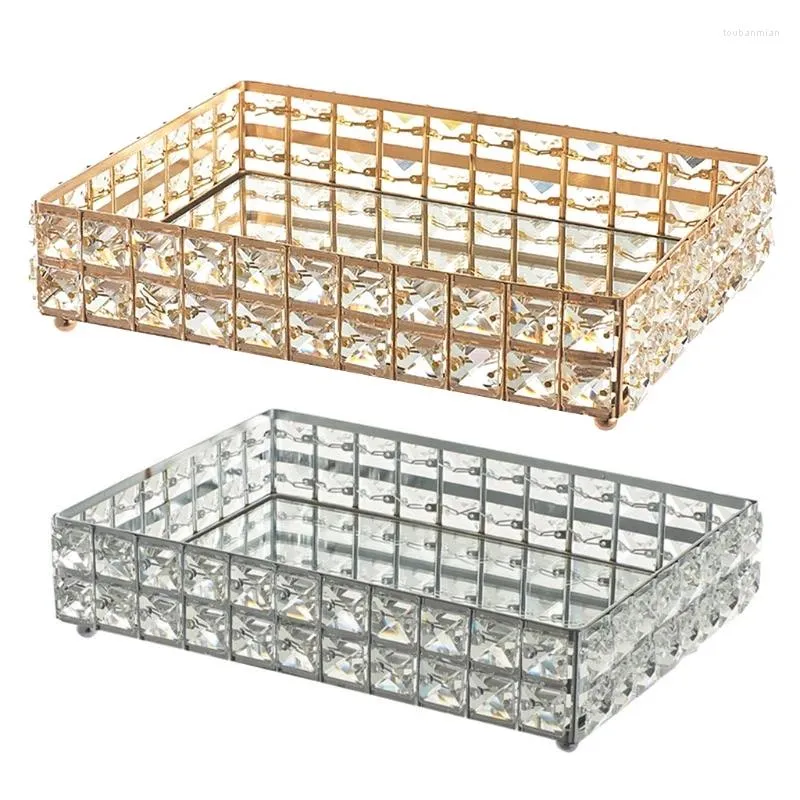 Storage Boxes 367A Make Up Tray Crystal Cosmetic For Wedding Home Vanity Decorating Fruit Cake Candy Jewelry