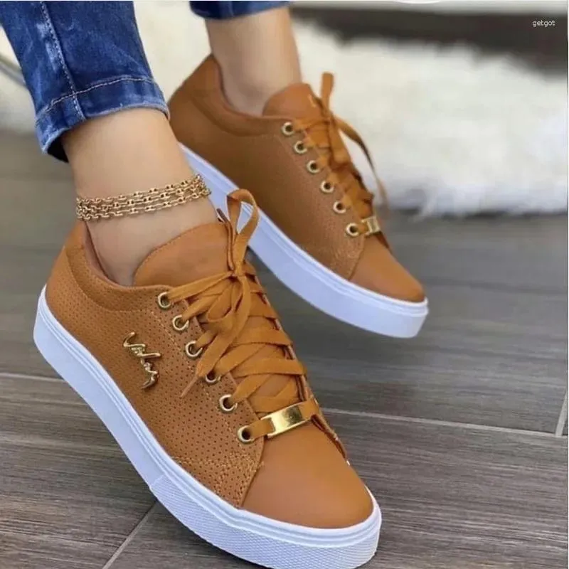 Casual Shoes Comfortable Women's Round Toe Thick Sole Women Vulcanized 2024 Fashion Flat Lace Up Outdoor Lady Sneakers