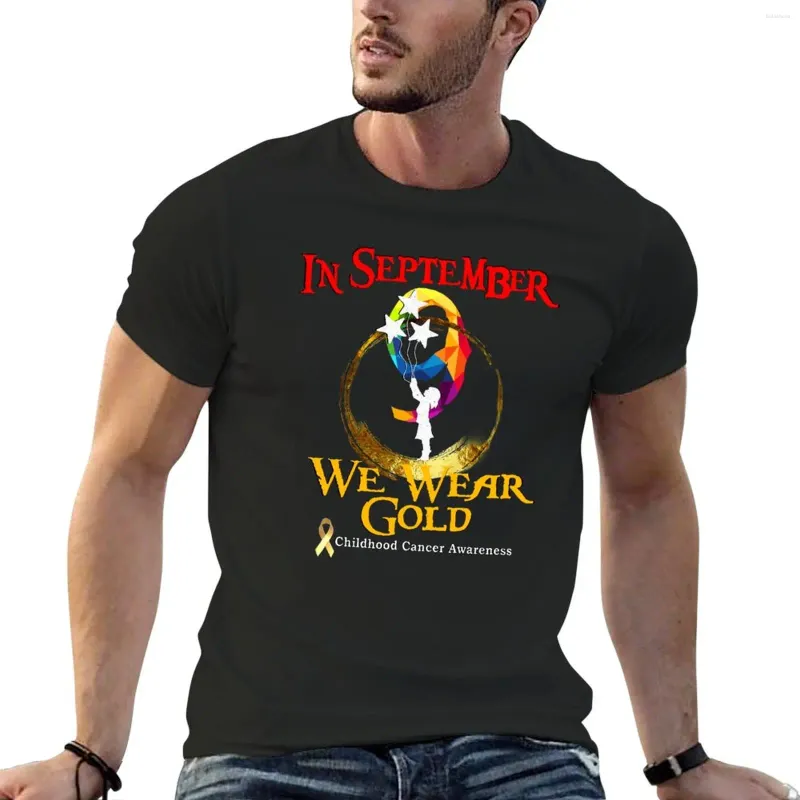 Men's Polos In September We Wear Gold T-Shirt Anime Custom T Shirts Fitted For Men