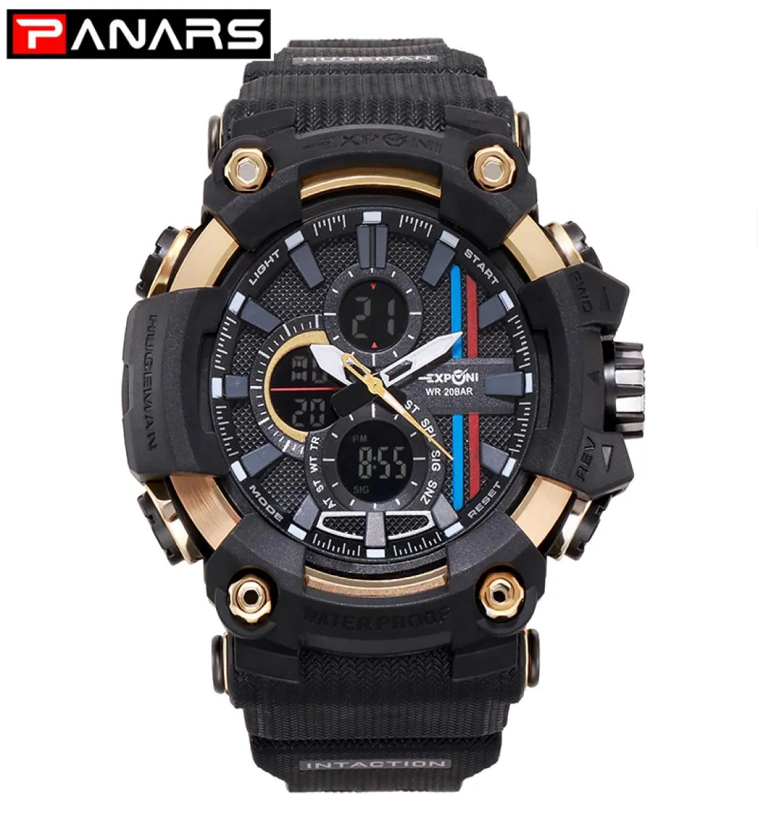 Panars Trend Style Electronic Watch Men Водонепроницаемые спортивные фитнес -активность шока цифровой кварцевой