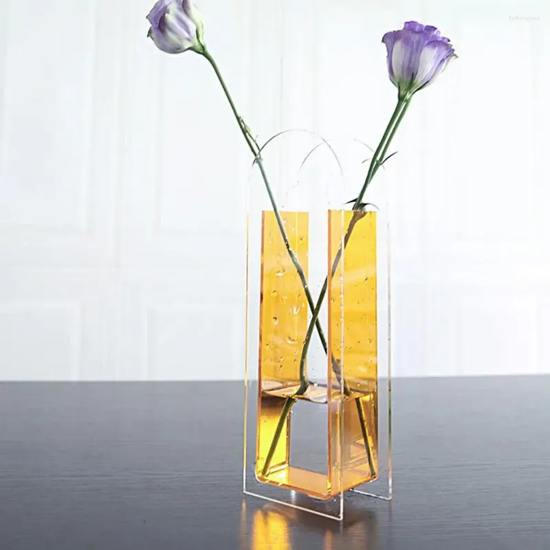 Vasen Home Decor Vase Elegante Acrylblume für Büro moderner Esstisch Herzstück Desktop Dekoration Transparent