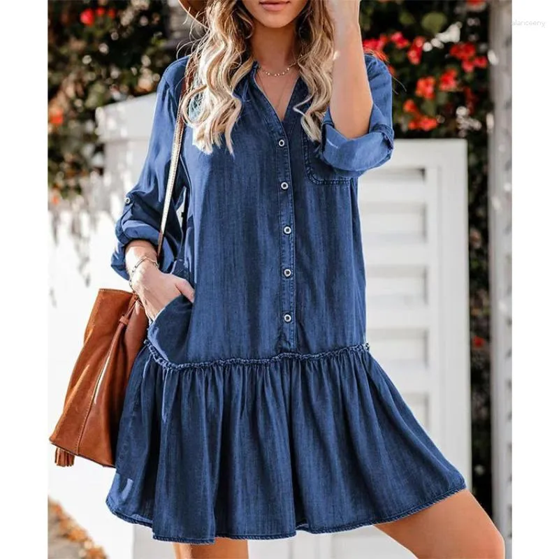 Casual Floor-Length Denim Dress with Hooded Collar and Peplum Decoration  for Winter from Dhgate Basic & Casual Dresses - price 30.64